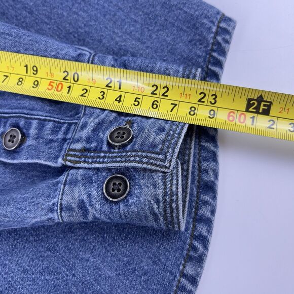 Harley Davidson Grease Monkey Denim Shirt Women’s XS Intentionally Distressed - Picture 14 of 15